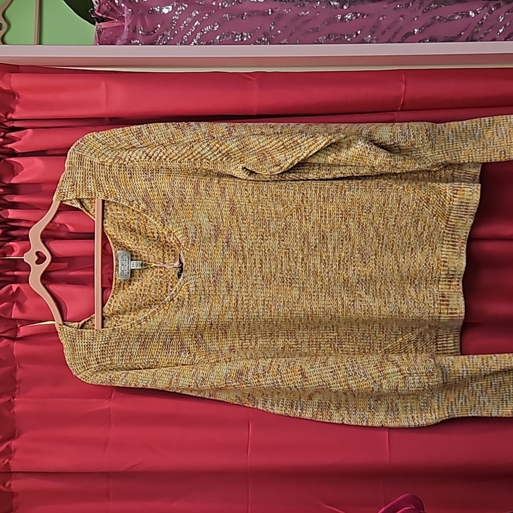 Marled Cotton Blend V Neck Sweater